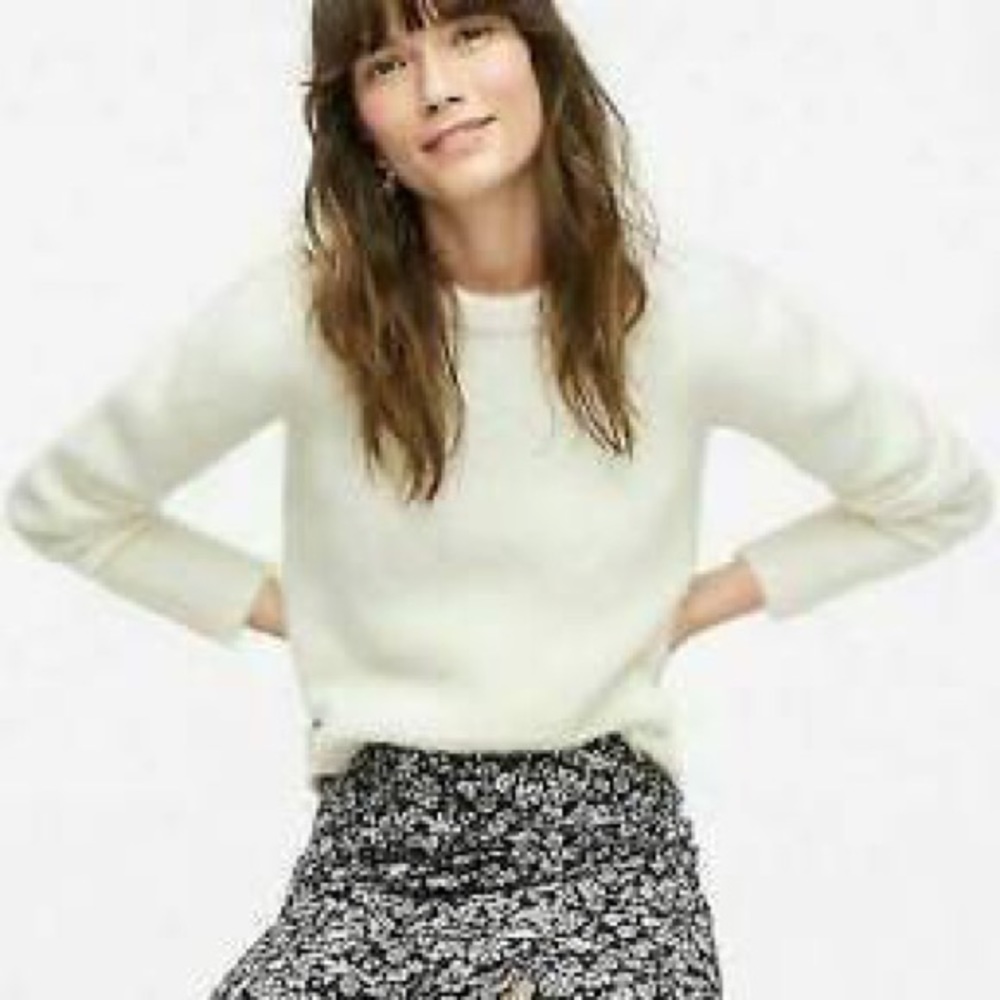 J. Crew Puff-sleeve fuzzy crewneck sweater